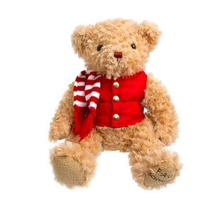 Fao Schwarz Toy Plush Anniversary Bear 12inch with Puffer Vest NWT